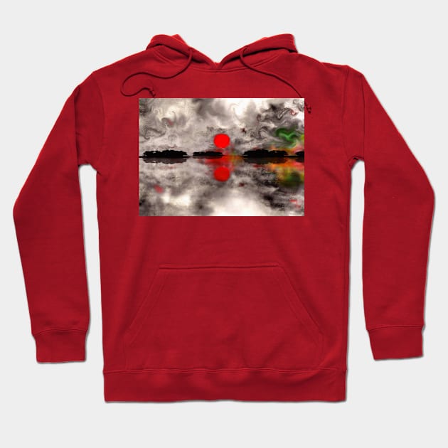 Red sunset abstract painting Hoodie by rolffimages